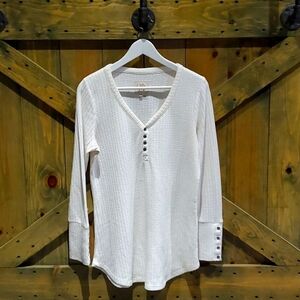 CHASER CREAM WAFFLE KNIT THERMAL TOP SIZE LARGE